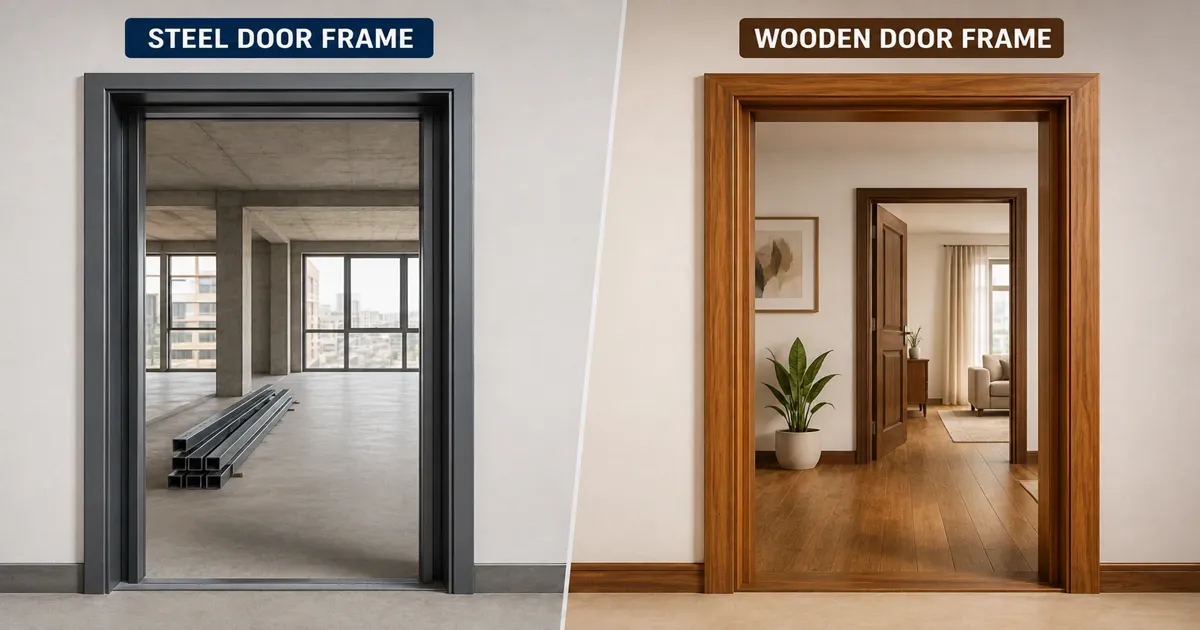 Steel door frame and wooden door frame compared for modern residential and commercial buildings